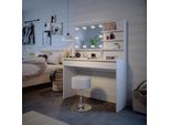 Vicco Tavolino Da Toilette Emma, 120 Cm Con Ripiano A Specchio, Sgabello E Illuminazione A Led, Bianco
