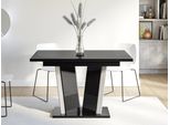Tavolo Da Cucina Allungabile 120X80 Cm Ferdek 2 - Cemento / Nero Lucido