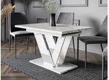 Tavolo Da Pranzo Allungabile 120X80 Cm Gibon - Marmo Chiaro / Bianco Lucido