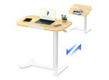 Flexispot Tavolino A C Regolabile In Altezza - Tavolino Pieghevole Per Laptop Con Rotelle, Piano In Legno, Altezza Regolabile Da 65 A 105 Cm In Acero