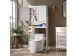 Mobiletto Da Toilette Mobiletto Da Bagno Bianco 1713 Mm - Con Ripiano Regolabile - Organizzazione E Conservazione Del Bagno