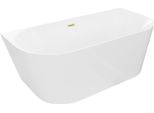 Mexen Oval Slim Vasca Da Bagno Freestanding A Parete 170 X 80 Cm, Bianca, Troppopieno Oro Spazzolato - 52661708000-55
