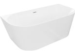 Mexen Oval Slim Vasca Da Bagno Freestanding A Muro 170 X 80 Cm, Bianca, Troppo Pieno Nichel Spazzolato - 52661708000-97