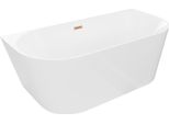 Mexen Oval Slim Vasca Da Bagno Freestanding A Parete 170 X 80 Cm, Bianca, Troppopieno Rame Spazzolato - 52661708000-65