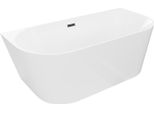 Mexen Oval Slim Vasca Da Bagno Indipendente A Parete 170 X 80 Cm, Bianca, Troppopieno Nero - 52661708000-70