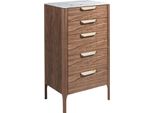 Chiffoniera Angel Cerdá In Noce Con Piano In Vetro Finto Marmo 7039