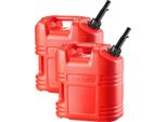 Succebuy Tanica Di Carburante, Confezione Da 2 Pezzi 19 L, Tanica Di Benzina Con Beccuccio E Scala Trasparente, Portata Massima 15 L/Min, Contenitore Di Liquidi Per Auto, Moto, Atv E Utv, Rosso, Confezione Da 2 Pezzi