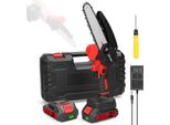 Mini Sega A Catena/Seghetto Per Rami - 21 V Senza Fili - Lama Da 15 Cm - Utilizzo Con Una Sola Mano - Batteria Inclusa - Rosso