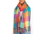 Brubaker Cashmirillo Sciarpa Da Donna Con Motivo A Quadri - 70 X 200 Cm - Calda E Accogliente - Sciarpa Da Donna Colorata, Blu, Arancione, Rossa E Viola