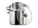 Pentola A Vapore In Acciaio Inox - Ø 25,5 X 33,5 Cm - Grande Pentola A Vapore In Acciaio Inox Con Coperchio In Vetro E Inserto Per La Cottura A Vapore - Pentola Resistente Per La Cottura E La Cottura A Vapore Delle Verdure