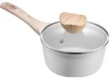 Succebuy Pentola Antiaderente Con Capacità 1,42 L, Pentola Con Coperchio In Vetro Temperato, Pentola Per Zuppa Con Manico Rimovibile, Pentola Per Latte In Lega Di Alluminio, Bianco