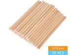 Bastoncini Di Legno Rotondi, 50 Pezzi 10X0,5 Cm Naturali, Legno Artigianale Fai Da Te Per Artigianato E Modellismo