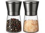 Set Macina Spezie Manuale In Vetro, 2 Pezzi, Meccanismo In Ceramica