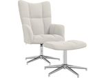 Vidaxl Poltrona Relax Con Sgabello In Velluto Bianco Crema