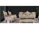 Divano Divani Poltrone Sedute Set 3+1+1 Posti In Tessuto Stile Barocco