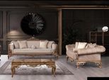 Set Divano 3+3 Posti Chesterfield Divano Poltrona Lusso Set Tessuto 2 Pezzi