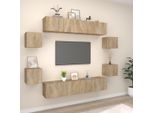 The Living Store Set Di Mobili Tv Da 8 Pezzi In Legno Rovere Sonoma