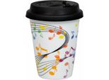 KöNitz To Go Mug Flying Notes Mit Deckel, Becher, Porzellan, Bunt, 380 Ml, 11 5 162 2300