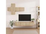 The Living Store Set Di Mobili Tv 7 Pezzi In Legno Rovere Sonoma