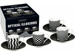 KöNitz Espressotassen 4Er Set Optical Illusions, Becher, Porzellan, Schwarz, Weiß, 85 Ml, 11 5 053 2808