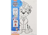 Dipingere La Tela Con Un'immagine Predipinta Di Paw Patrol Con I Colori