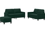 Vidaxl Set Divano 3 Pezzi Con Cuscini In Velluto Verde Scuro