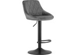 High Kast Sala Da Pranzo Cucina Bar Hocker - Grigio Velluto / Base Nera