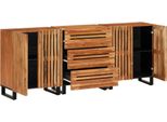Vidaxl Credenza 3 Pezzi 60X34X75 Cm In Legno Massiccio Di Acacia