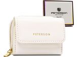 Peterson | Elegante Portafoglio Da Donna In Ecopelle Laccata, Bianco, 9X6,5 Cm