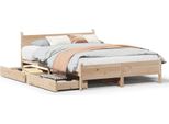 Vidaxl Letto In Legno Massiccio Senza Materasso 150X200 Cm In Legno Di Pino