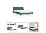 The Living Store Struttura Letto Con Luci Led Verde Scuro 160X200 Cm In Velluto