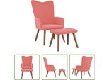 The Living Store Poltrona Relax Con Sgabello Velluto Rosa