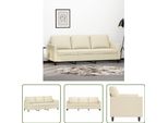 The Living Store Divano 3 Posti Crema 180 Cm In Pelle Finta