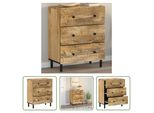 The Living Store Mobile Laterale 60X33X75 Cm In Legno Massiccio Di Mango
