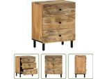 The Living Store Comodino 50X33X60 Cm In Legno Massiccio Di Mango