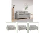 The Living Store Divano A 2 Posti Con Cuscini Grigio Chiaro 120 Cm In Tessuto Microfibra