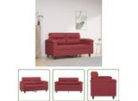 The Living Store Divano A 2 Posti Rosso Vino 120 Cm In Pelle Finta