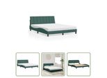 The Living Store Letto Con Materasso In Velluto Verde Scuro 160X200 Cm