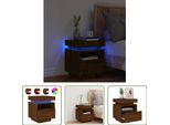 The Living Store Comodino Con Luci Led Effetto Rovere Marrone 40X39X48,5 Cm