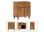 The Living Store Comodino 50X33X60 Cm In Legno Massiccio Di Mango