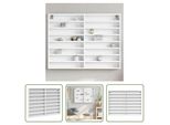 The Living Store Vetrina Bianca 100X8,5X75 Cm Materiale A Base Di Legno