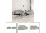 The Living Store Set Divano 2 Pezzi Con Cuscini In Tessuto Microfibra Grigio Chiaro
