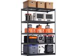 Scaffalatura Per Magazzini Vevor, 1361 Kg, Scaffale Per Garage A 5 Livelli, 609,6 X 1219,2 X 1828,8 Mm, Regolabile, A Innesto, Scaffale Da Cantina Per Cucina, Magazzino, Cantina, Nero