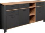 Sideboard MÄUsbacher "Nele", Schwarz (Anthrazit Matt Lack, Asteiche), B:193Cm H:92Cm T:44Cm, Sideboards, Sideboard, Breite 193 Cm