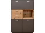 Highboard Mäusbacher "Frame", Braun (Lava Matt, Asteichefarben), B:99Cm H:151Cm T:41Cm, Sideboards, Highboard, Breite 99 Cm