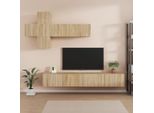 The Living Store Set Di Mobili Tv 7 Pezzi In Legno Rovere Sonoma