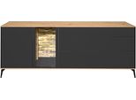 Lowboard MÄUsbacher, Grau (Anthrazit Matt Lack, Asteiche), B:207Cm H:78Cm T:42Cm, Sideboards, Lowboard, Faro Lowboard B 207 Cm, Inkl. Beleuchtung, Push To Open, MetallfüßE