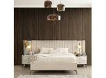 Suite Imbottita Per Camera Da Letto Bianca Letto Matrimoniale Elegante 2X Comodini