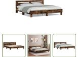 The Living Store Giroletto Con Testiera In Rovere Fumé 160X200 Cm Materiale A Base Di Legno