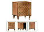 The Living Store Comodino 40X33X46 Cm In Legno Massiccio Di Mango
